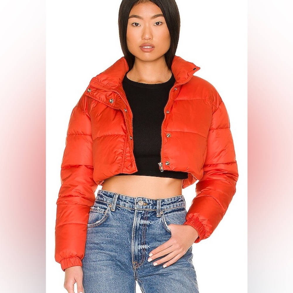Nubyen orange super cropped puffer jacket Size S